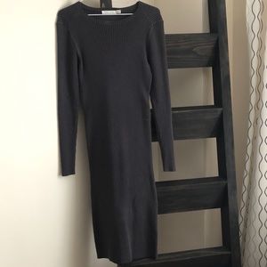 bishop + young long sleeve dark grey dress